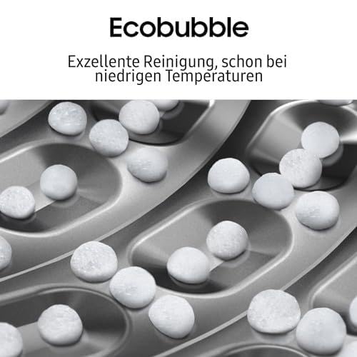 Samsung Waschmaschine, 9 kg, 1.400 U/min, EEK: A, Mikroplastik-Programm, Ecobubble, 14 Programme, WiFi SmartControl, Weiß/Schwarz, WW9ECGC04AAEEG