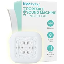 Frida Baby 2-in-1 Portable Sound Machine for Baby + Nightlight | White Noise Sound Machine for Baby with 5 Soothing Sounds & 3 Nightlight Modes | Travel Sound Machine Attaches to Strollers, Car Seats