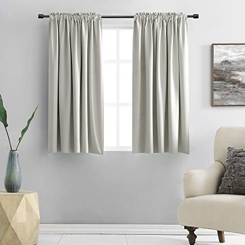 Image of DONREN 45 Inch Curtains Light Gray Blackout Curtains - All Season Thermal Insulated Rod Pocket Blackout Curtain Panels for Kids Room,2 Panels