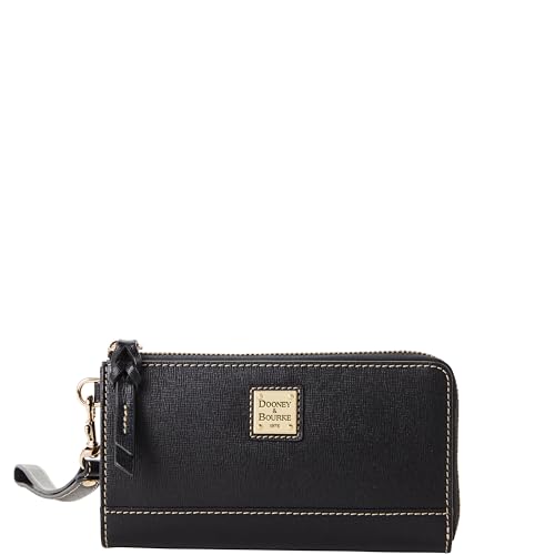Dooney & Bourke Bolso de mano, Saffiano con cremallera plegada, Negro -, Talla única