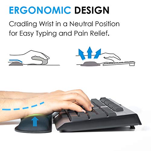 image for KTRIO 2-in-1 Keyboard Wrist Rest, Memory Foam Wrist Pad for Keyboard, 