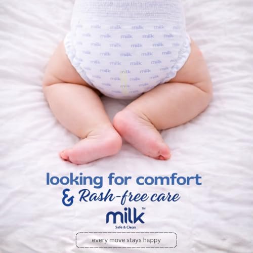 Image of Milk Baby Diaper Yoga Pants Size M, 42 Count, 6-11 kg, Rash Protection, Leak-Proof, Ultra Soft Pull-Up Pants for Babies