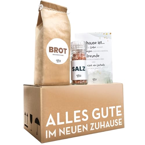 Einweihungsgeschenk für Haus und Wohnung - Brot und Salz Box - Umzugsgeschenk, Einzugsgeschenk, Richtfest, Geschenk zum Umzug im Mini-Umzugskarton von Fräulein Fred