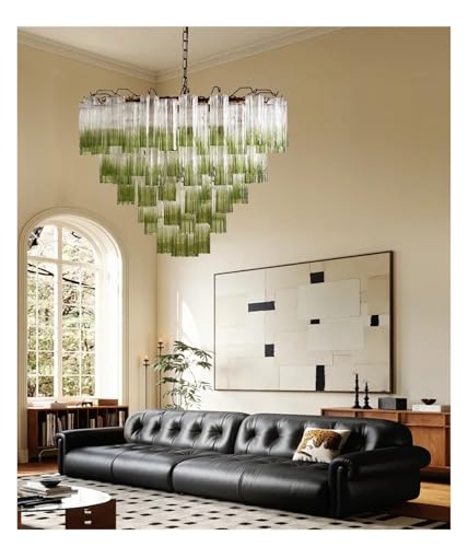 Texture Glass Chandeliers Transparent Gradient Green Italian Design Vintage Home Hanging Lamps for Ceiling Living Room, for Restaurants