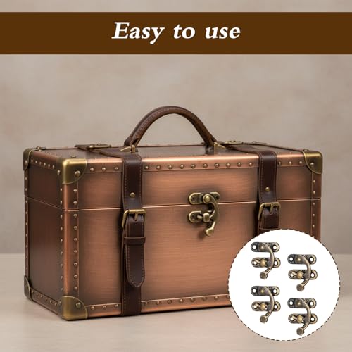 4 Stück Antike Vorhängeschloss Spannverschluss, Vintage Schnell Verschluss Rechte Riegelhaken Haspe Riegel Bronze Schwingenriegel Mit Schrauben Für Möbel Holzkisten Schmuck Kästchen