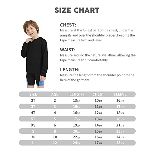 Qbk 2T/3T/4T/5T-12 Years Toddler Boys Long Sleeve Swim Shirt Uv Sun Protection Rash Guard Upf50+ Kids Surf Swimsuit 2 Pack (Blue+Black,4T) #TOP5