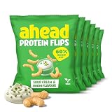 ahead Crispies Sour Cream | High Protein Chips mit 24% Protein – Low Fat, Vegan, glutenfrei, sojafrei - Leckere gesunde Snacks für deinen Filmeabend oder unterwegs - Ohne Zuckerzusatz & ohne Palmöl