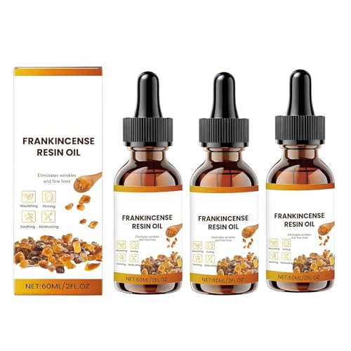 Olio viso biologico in resina di incenso, olio di incenso per la pelle, siero nutriente anti-invecchiamento, idratazione profonda per viso e corpo, riduce le linee sottili e le rughe (3 pezzi)