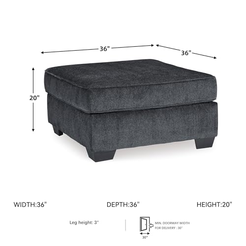 Image of Signature Design by Ashley Altari Oversized Square Ottoman, Slate Gray | Cozy chenille, Durable and comfortable cushions, Relaxed lounging, Versatile 36 in stable coffee table footprint
