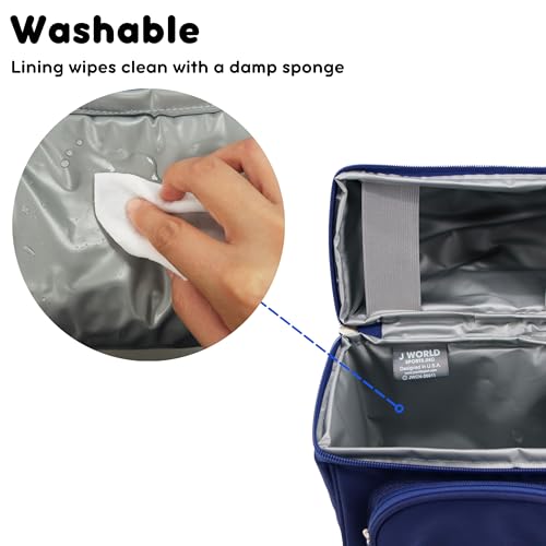 Image of J World Corey Kids Lunch Bag. Insulated Lunch-Box for Boys Girls, Navy