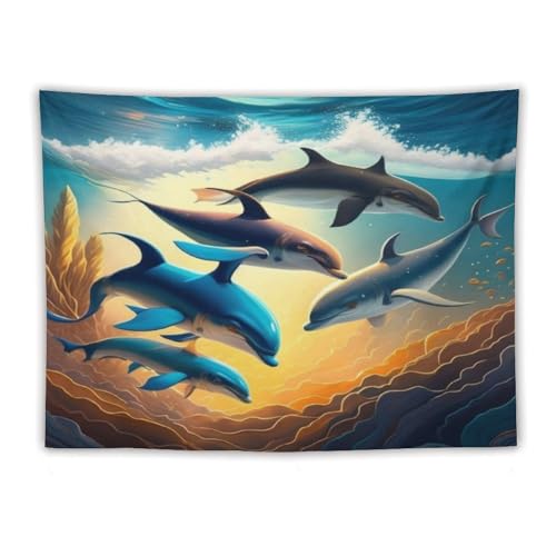 Tapisserie dauphin avec impression haute definition textile 150x200cm - 3