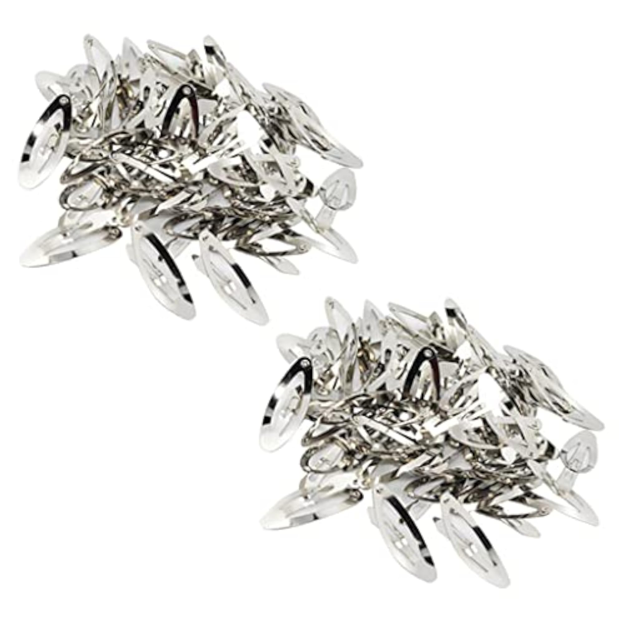 Rounded Snap Clips Oval Silver Metal Hair Bow Click Barrette