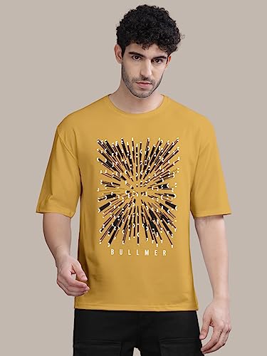 Image of BULLMER Trendy Front and Back Printed Oversized Round Neck T-Shirt for Men - Pack of 2