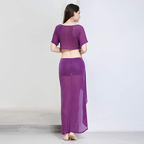 Royal Smeela Belly Dance Costume For Women Belly Dancing Skirt Slit Bat Sleeve Tops Belly Dancing Outfit Carnival Costumes Purple #TOP3