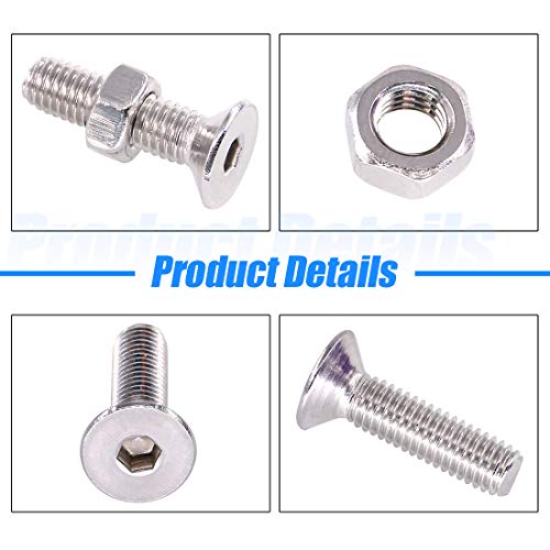 Glarks 510Pcs Metric M3 M4 M5 304 Stainless Steel Flat Head Countersunk Socket Cap Bolts Screws Nuts Assortment Kit, Allen Hex Drive
