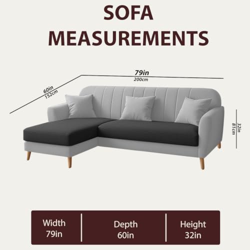 Image of Atticus LHS 4 Seater L Shape Sofa Set with Ottoman for Living Room (Black Grey Fabric) Premium Fabric Sofa Set