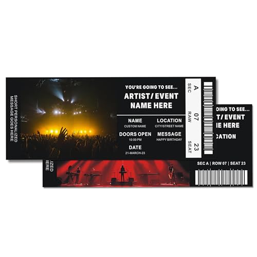 Custom Concert & Sports Tickets - Personalized Fake Ticket Souvenir for Birthday, Anniversary, Party Invitation,Valentine's Gift - Customizable Name, Date, Venue - Realistic Vintage Design