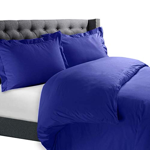 Luxurious & Soft 3 PCs Duvet Cover Set Solid Pattern 100% Egyptian Cotton Quilt Cover Set 500 TC Size Full Color Royal Blue