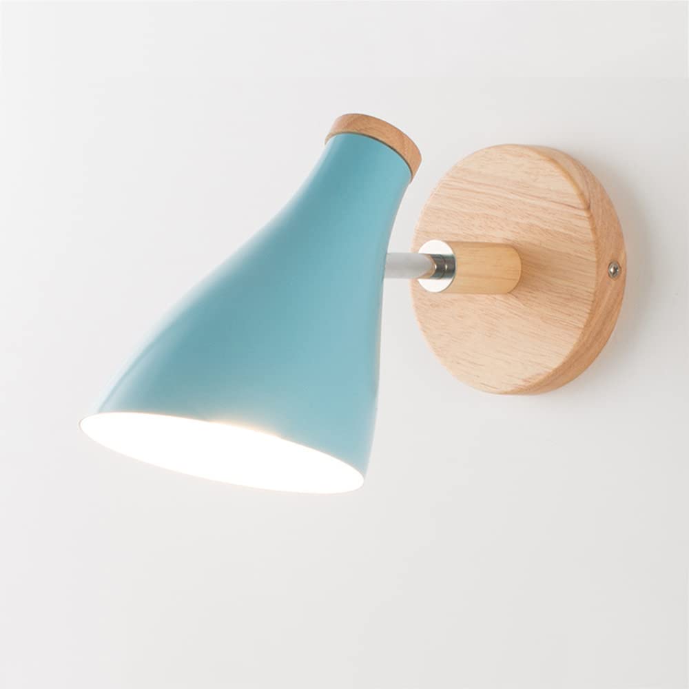 Mengjay Wall Lamp E27 Lamp Type Living Room Bedroom Plug Wall Lamp Macaron Adjustable Bedside Lamp (Blue)