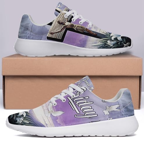 Sonzj-II Good Friday Christian Cross Jesus Running Shoes for Men Women, Comfortable Lightweight Tennis Shoes Mesh Walking Sneaker3