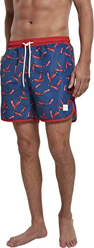 Urban Classics Pattern Retro Swim Shorts Bañador para hombre, Pepperoni Aop, XXXL