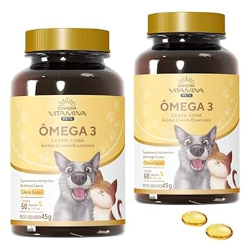Ômega 3 Pets Para Cães E Gatos 500mg Epa Dha (120 Cápsulas) (2 Potes)