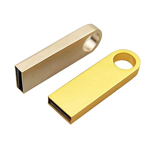 Ellenne Colgante USB metal llave 32 64 GB 128 GB llavero memoria exterior impermeable PC LAPTOP NOTEBOOC Coche A001 (128 GB, dorado)