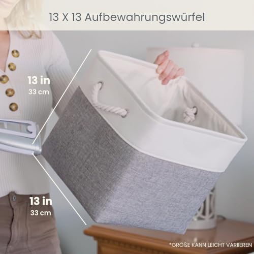OrganiHaus Aufbewahrungsbox 33x33cm 3er-Set, Würfelkörbe aus Stoff mit Seilgriffen, Faltbare Aufbewahrungswürfel für Kallax Organizer… – Ansicht 2