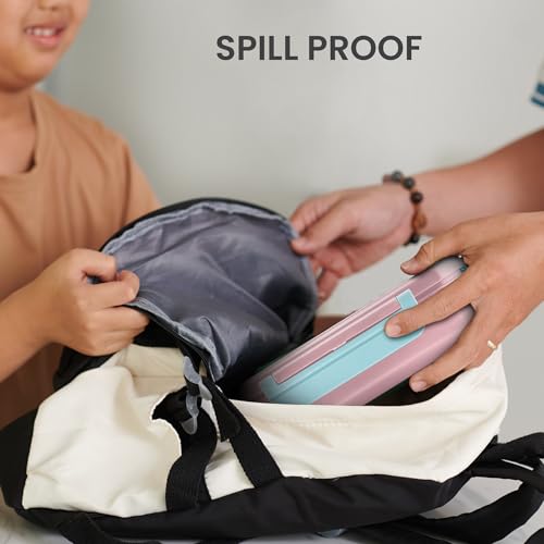 Image of MILTON Big Candy Tiffin Lunch Box for Kids Boys & Girls with Leak-Proof Inner Container| Food Grade,BPA Free,Compact & Durable Snacks Box for Kids I Plastic Spoon & Fork, 830 ml, Light Pink