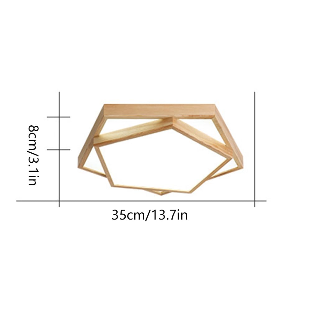 Nowoczesna Sufitowa Led, Drewniana Sufitowa, Oświetlenie Sufitowe O Geometrycznym Kształcie Z Akrylowym Abażurem Do Sypialni I Pralni, Półpłaska Oprawa Sufitowa/3000 Tys./35 Cm