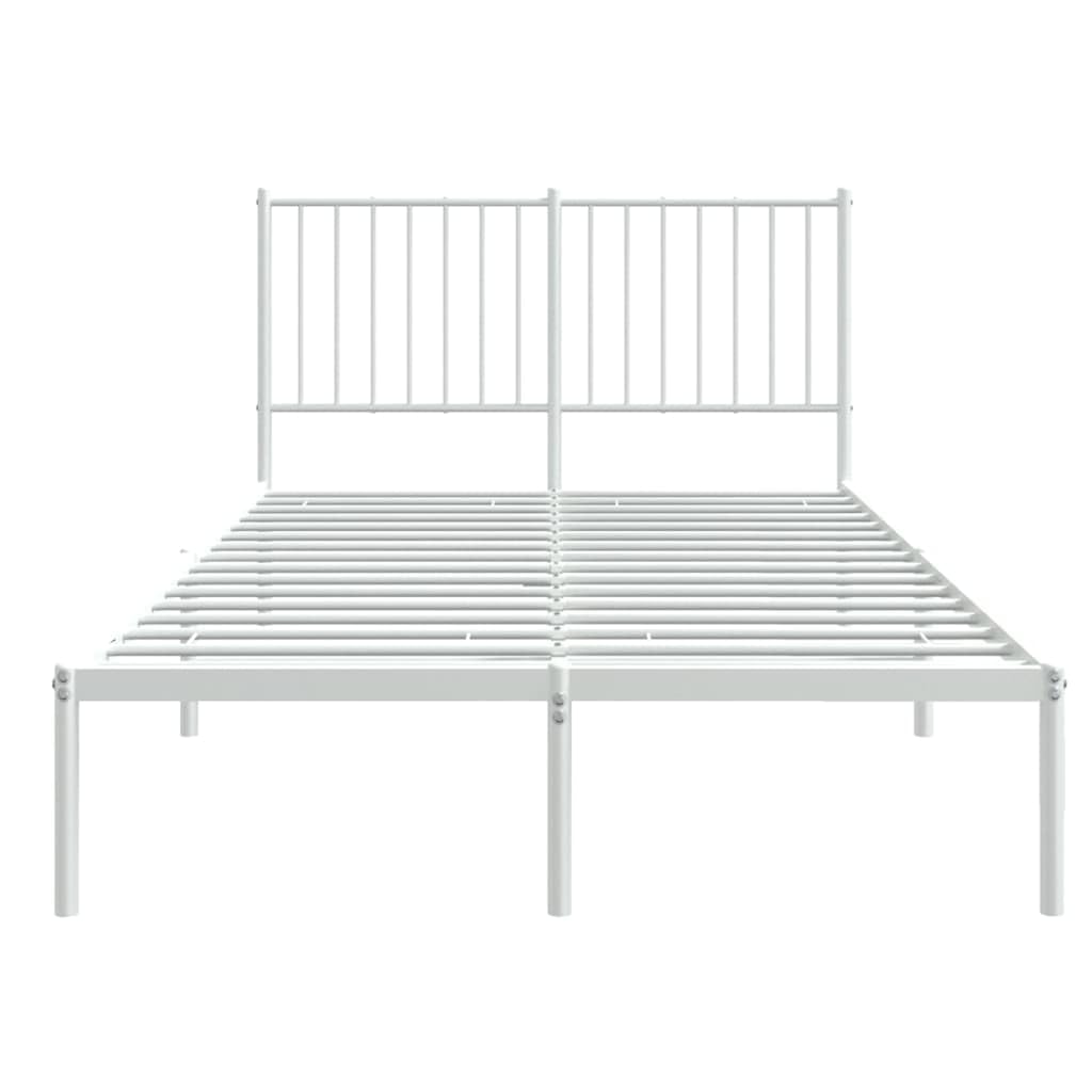 vidaXL Metalowa rama łóżka z wezgłowiem, biała, 120x200 cm, łóżko, metalowe łóżko, metalowe lozko, metalowa rama łóżka, rama lozka, łóżko z metalu