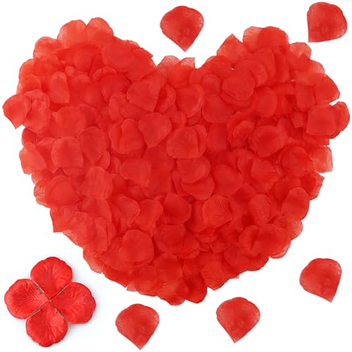 2000 piezas de pétalo de rosa roja artificiales, pétalo de rosa...