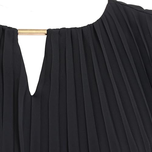 Image of S.L. Fashions Women's Short Sleeveless Pleated A-line Dress with Cutout Neckline