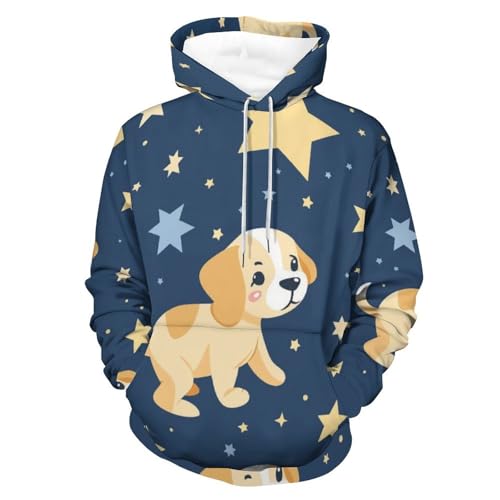 Sweat à capuche manches longues imprimé étoile et chien de dessin animé