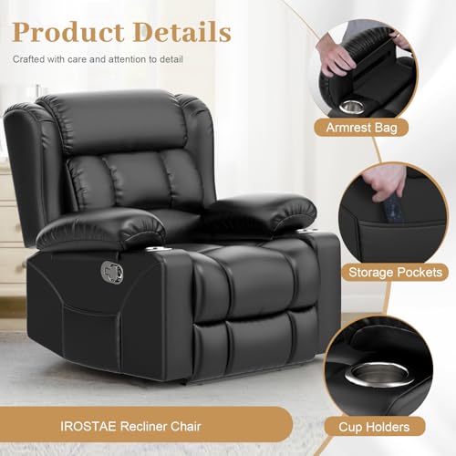 Sillón reclinable minimalista cuero negro miniatura 4
