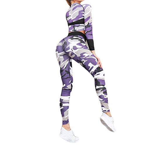 Yemenger Women Colorblock One Piece Outfits Set High Waist Pants Long Sleeve Zipper Front Windbreaker Jumpsuit Purple