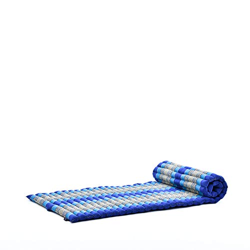 Image of Leewadee - Foldable Floor Mattress - Japanese Roll Up Futon -Trifold Tatami Mat- Guest Floor Bed - Camping Mattress - Thai Massage Mat, Kapok Filled, 75 x 28 inches, Blue