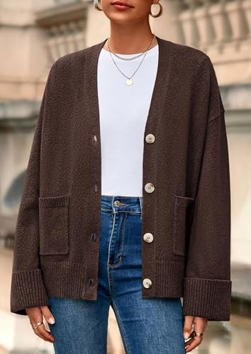 PRETTYGARDEN Women's 2025 Oversized Cardigan Sweaters Trendy Chunky Knit Long Sleeve V Neck Button Down Fall Winter Outfits3