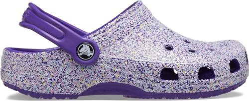 Image of Crocs Kids Classic Glitter Clogs, Neon Purple /Multi, 7 US Unisex Toddler, Neon Purple /Multi, 7 Toddler