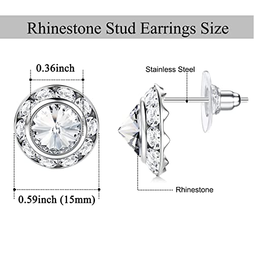 Fansilver 8 Pairs Rhinestone Earrings for Women Dance Competition Earrings Crystal Stud Earrings Stainless Steel Stud Earrings for Stage Opera Performance Wedding Party2