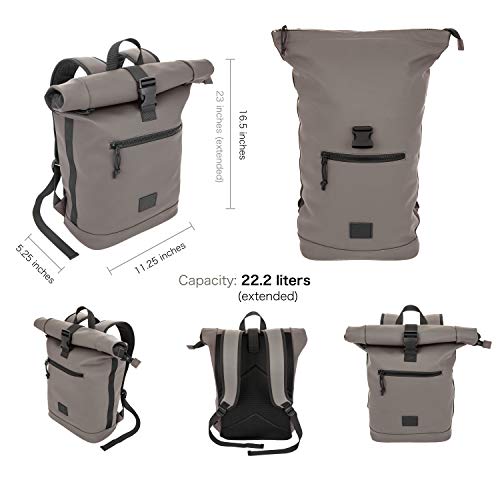 X Ray Expandable Roll Top Waterproof Trendy Backpack With Laptop Pocket, One Size, Grey #TOP1