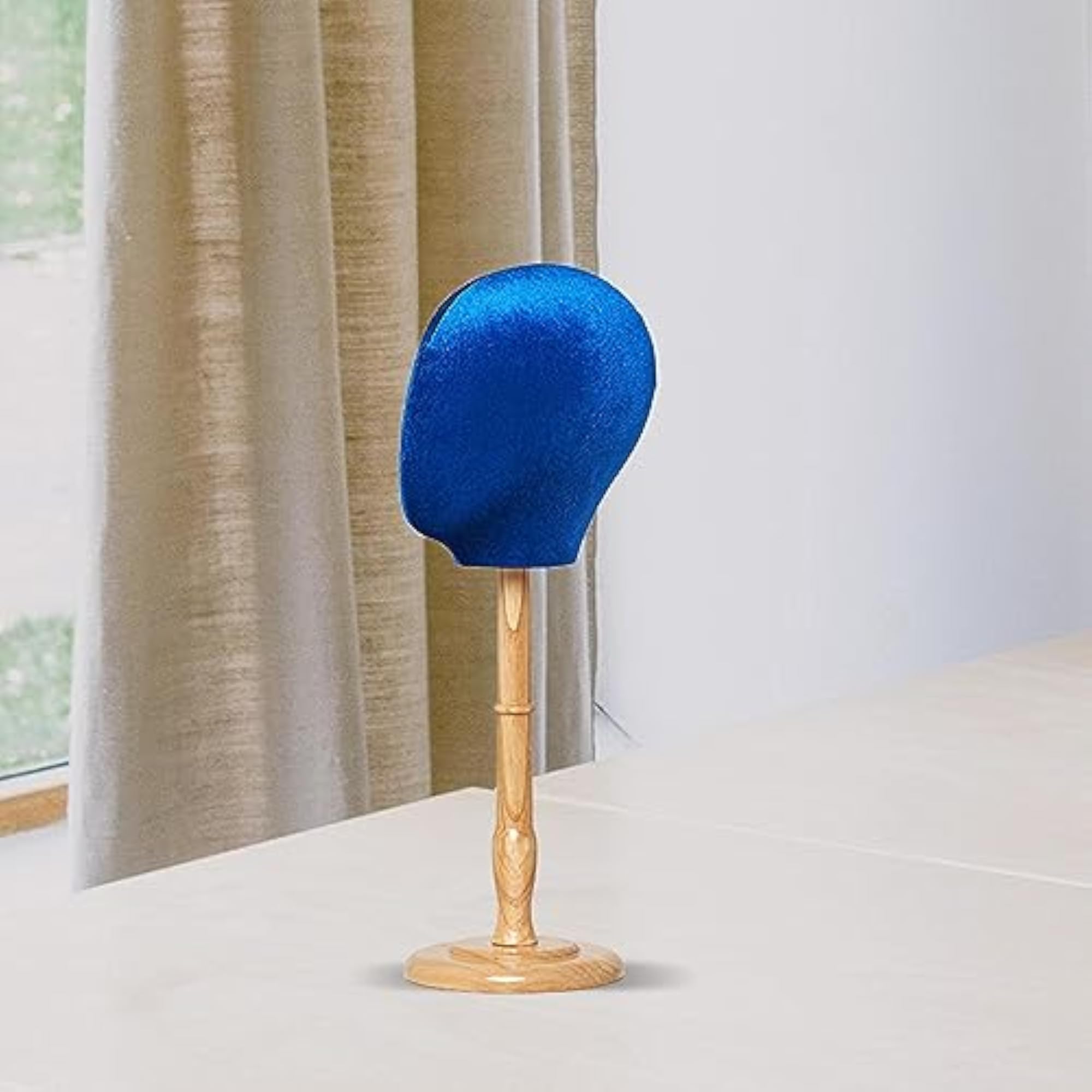 Multipurpose Blue Tall Base Mannequin Head Display for Home Salon