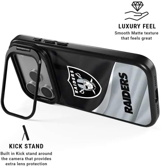 Skinit Kickstand Phone Case Compatible with iPhone 17 Pro Max - Officially Licensed NFL Las Vegas Raiders Design