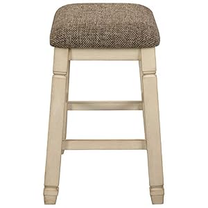 Signature Design by Ashley Bolanburg Farmhouse 24" Counter Height Upholstered Barstool, 2 Count, Whitewash Signature Design by Ashley Bolanburg Farmhouse 24 Counter Height Upholstered Barstool 2 Count Whitewash