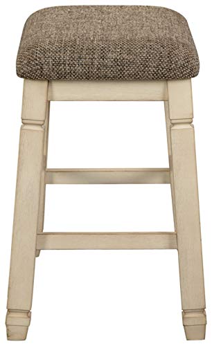 Signature-Design-by-Ashley-Bolanburg-Farmhouse-24-Counter-Height-Upholstered-Barstool-2-Count-Whitewash Signature Design by Ashley Bolanburg Farmhouse 24 Counter Height Upholstered Barstool 2 Count Whitewash