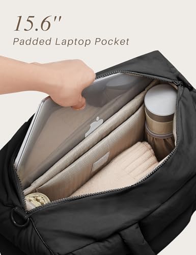 Puffer Tote Bag with Laptop Compartment, Quilted Shoulder Bag for Work Gym, Puffy Travel Carry On Tote with Zipper3