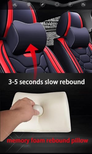 Eunncu Universal Car Seat Covers Waterproof Leather Full Set, Can Protect Front and Rear Seats, To Fit Most Cars, Side Airbag Compatible, Orange - Image 5