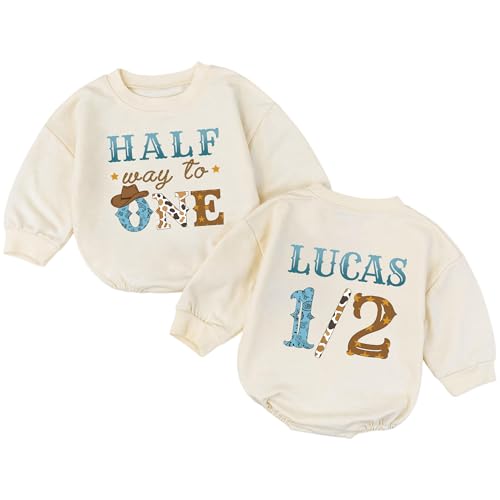 Personalized Dino Half Birthday Romper Featuring T-Rex and Stegosaurus Clipart, Half Birthday