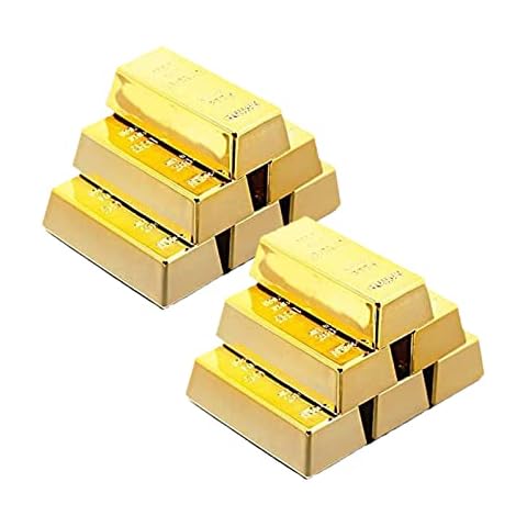 Jinyuanchao 12pcs Replica Mini Gold Bar Refrigerator Magnets Fake Golden Paper Weight Brick Bullion Movie Prop Novelty Gift, Funny Gift Cover