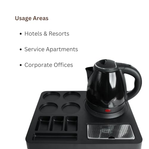Image of FP ABS Plastic Kettle Tray for Hotel Room: Serve Sophistication | Hotel Room Tea Tray | Compatible with All Electric Kettle (1, Black)